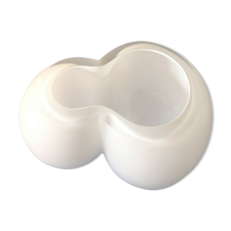 Free-form design vase thick white glass