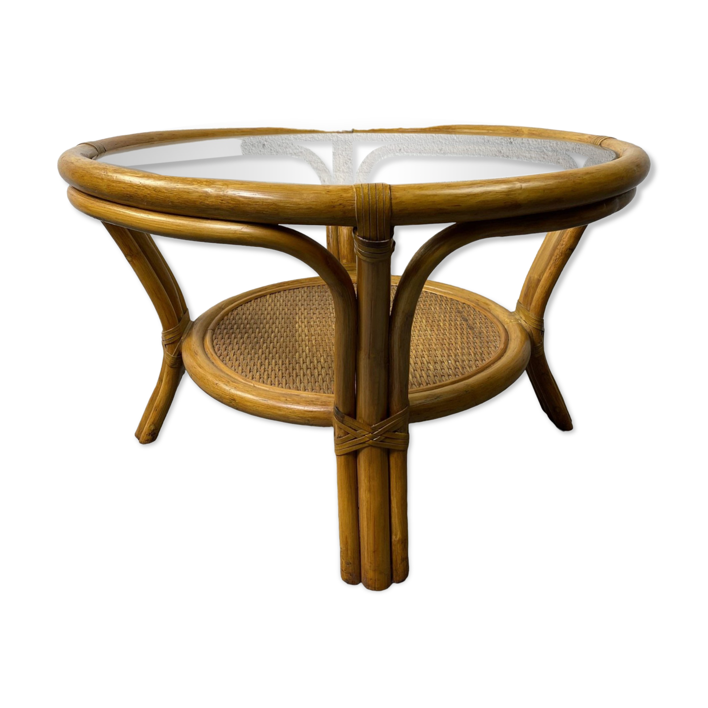 Table Ronde Rotin Plateau Verre Diamètre 100 Cm - Brin D'Ouest