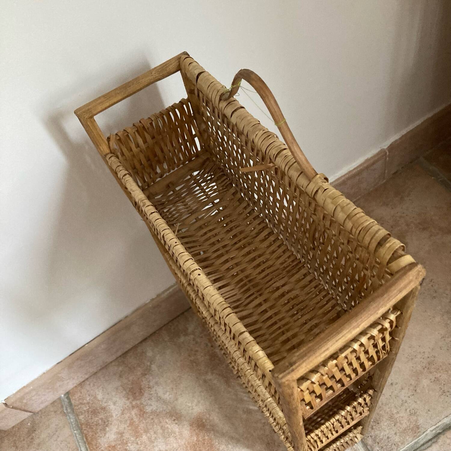Vintage wicker wall shelf