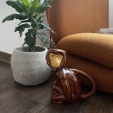 Ceramic pitcher monkey enamelled Poet-Laval