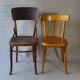 Set of 36 mismatched Bistrot chairs, 1920 to 1950, wooden seats.