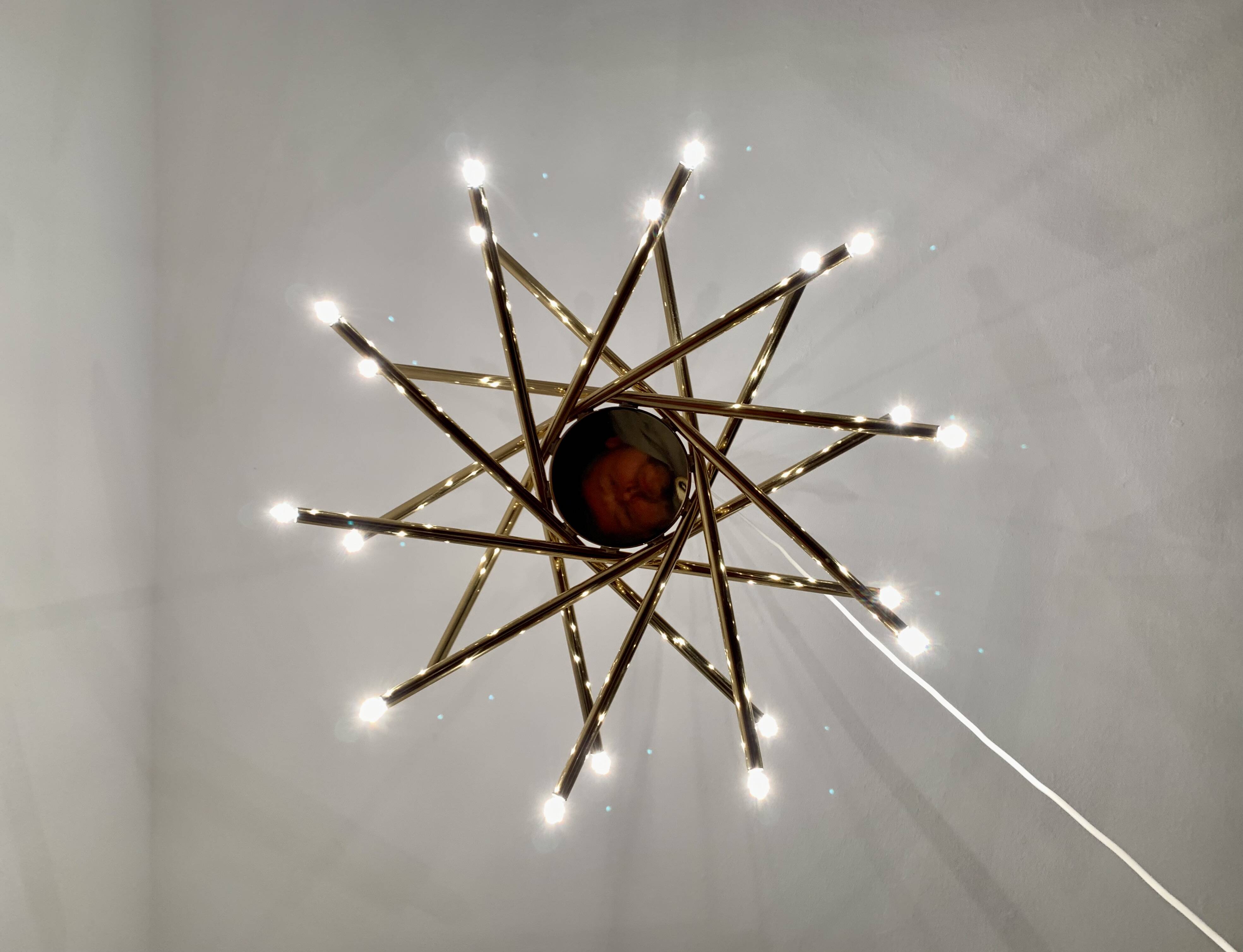 Holywood Regency Brass Chandelier
