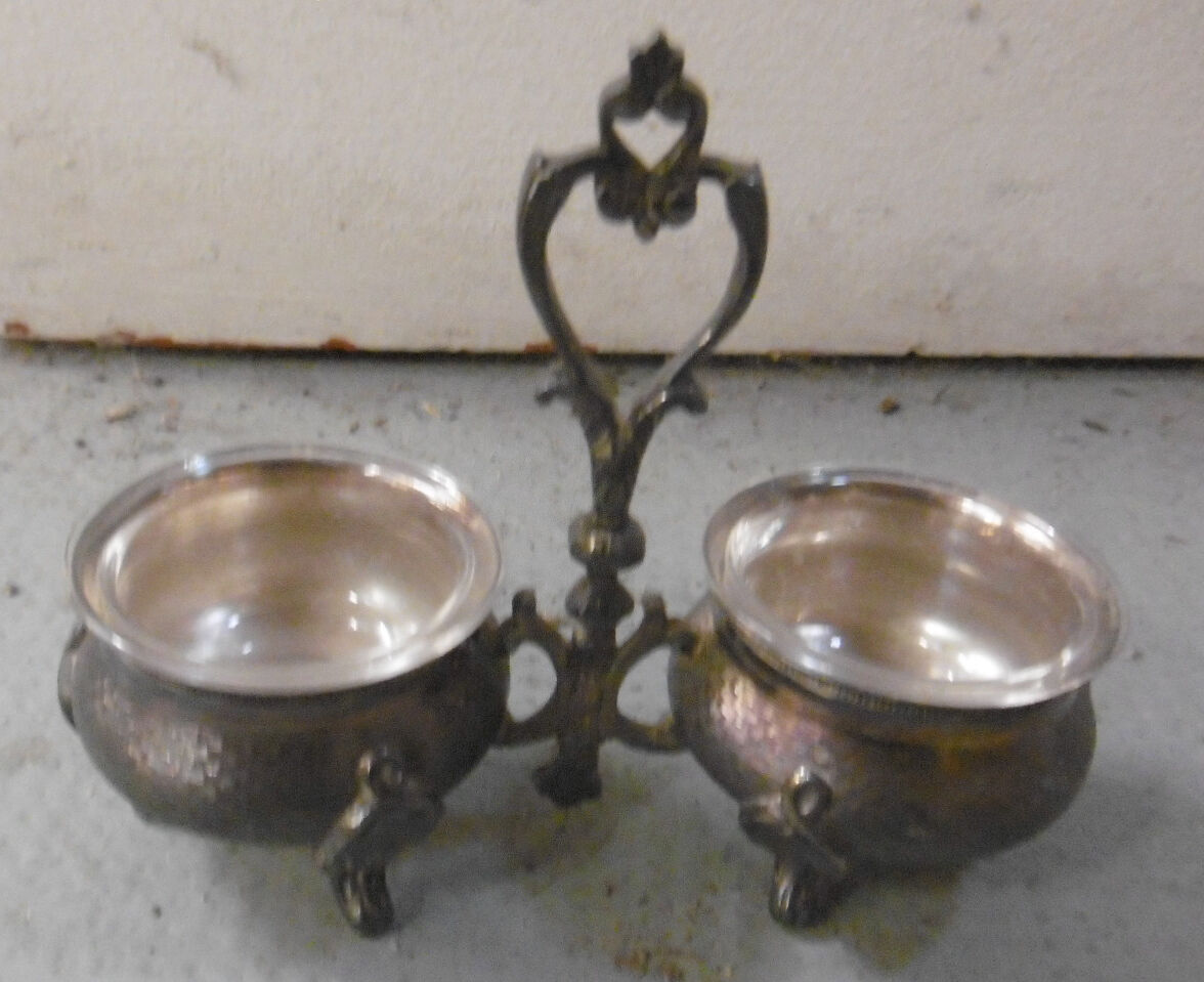 Silver metal table salters - boulenger paris hallmark