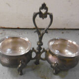 Silver metal table salters - boulenger paris hallmark