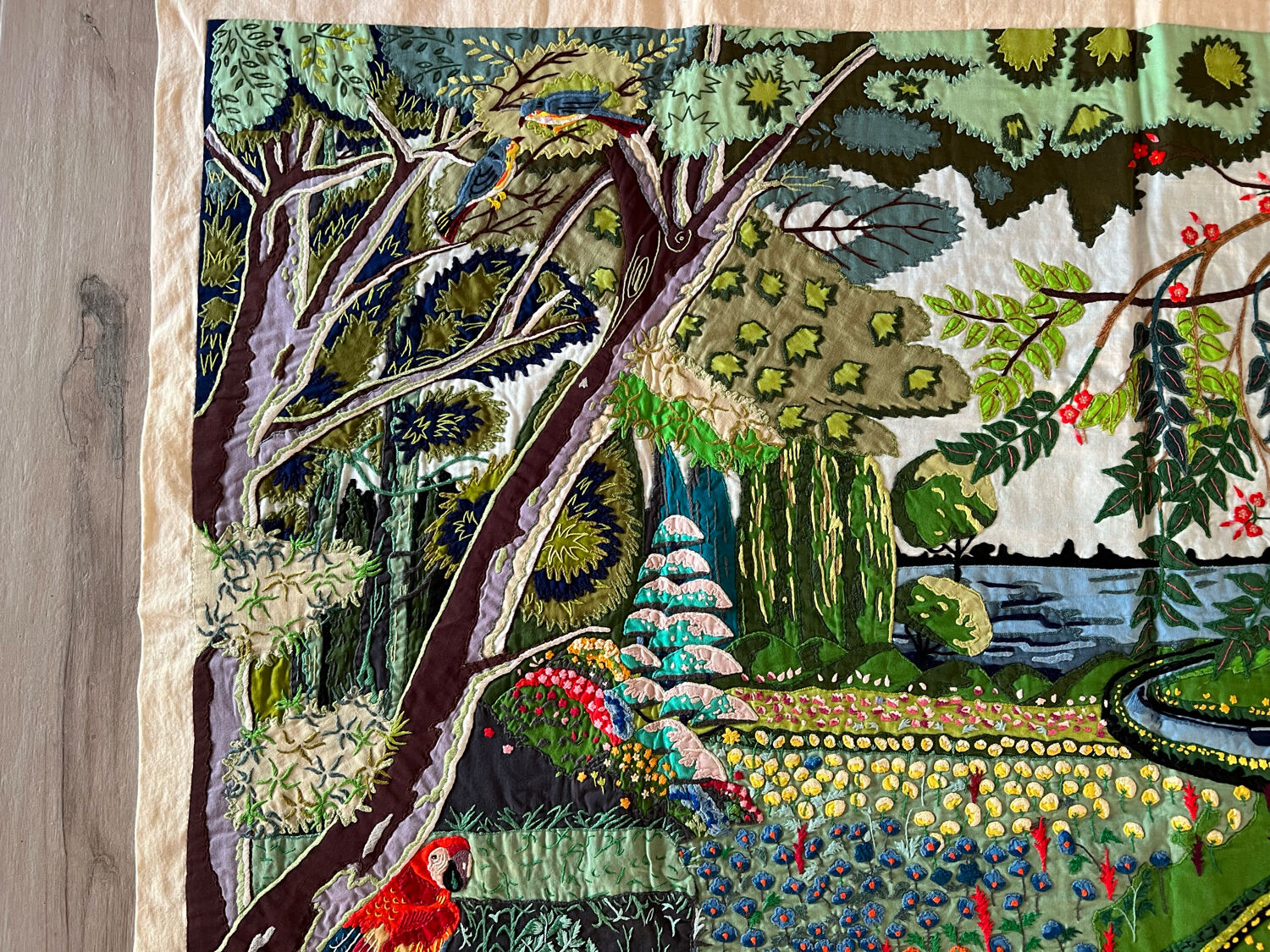 Embroidered wall hanging