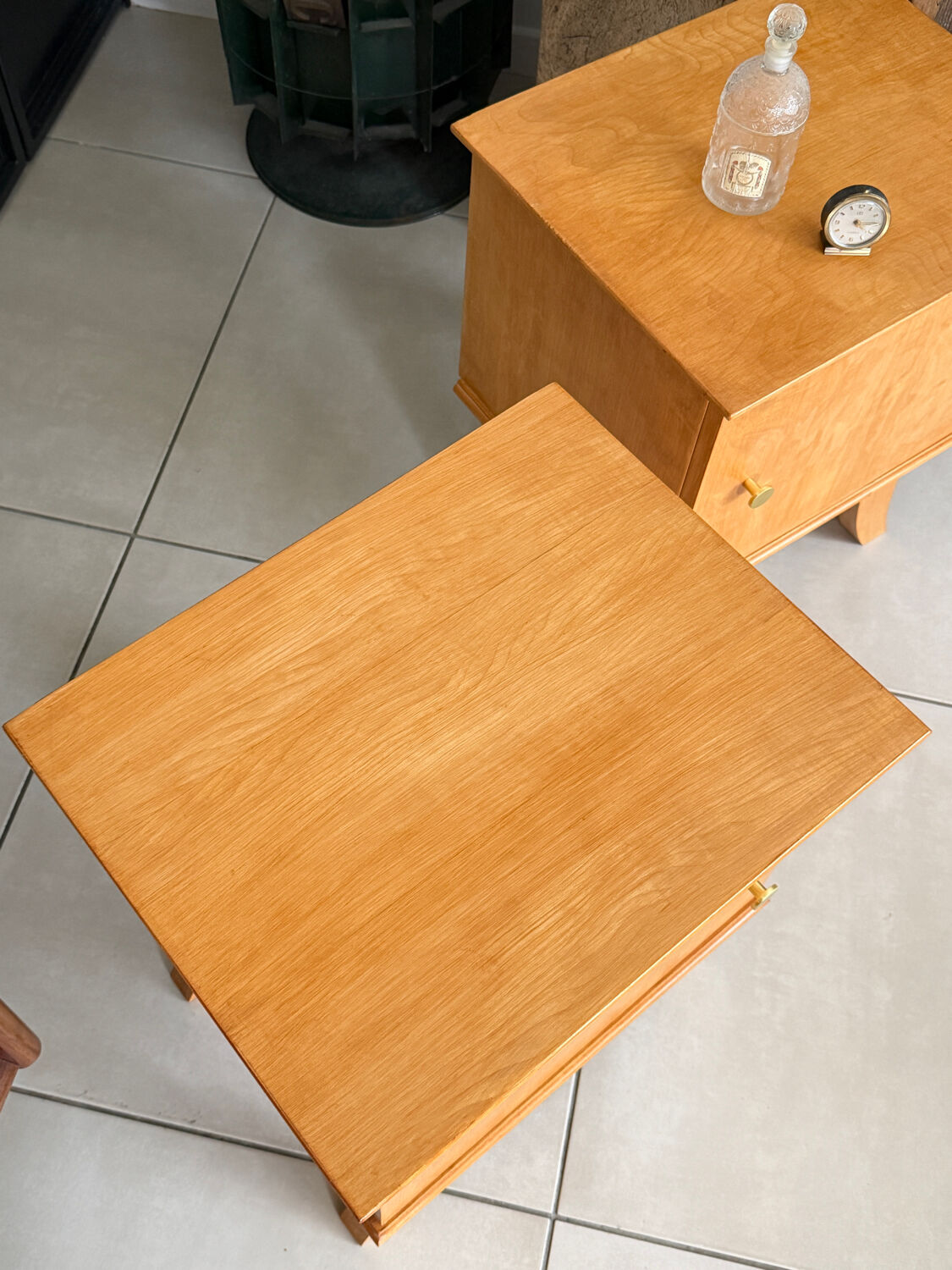 Vintage bedside table with tapered legs