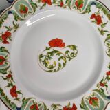 Set of 6 decorative French porcelain plates, floral and traditional designs, 25 cm