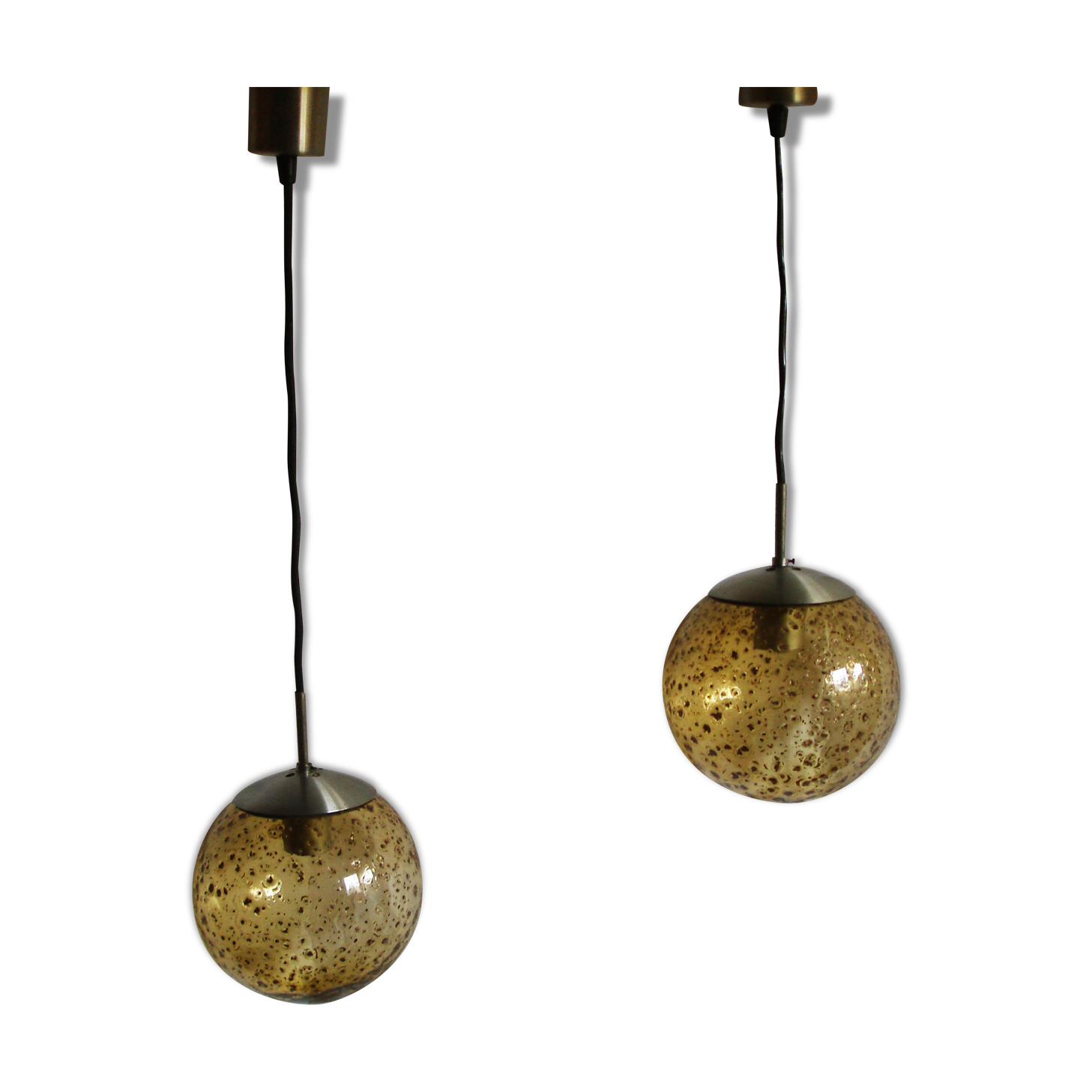 Pair of 70's glass hangings