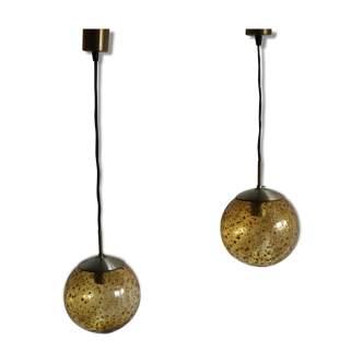 Pair of 70's glass hangings