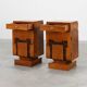 Set of Two Geometric Art Deco Wooden Nightstands, Italy 1920s