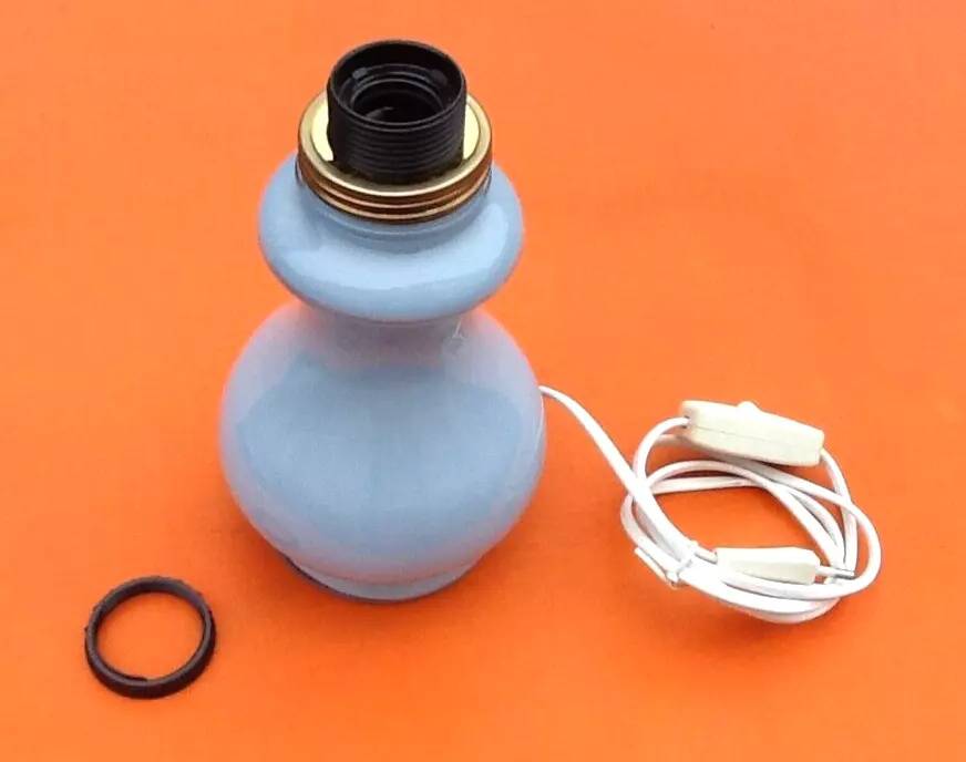 Shower lamp base, blue opaline glass