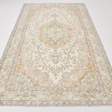 5x9 Light Green & Beige Madallion Corners Vintage Rug, 166x268Cm
