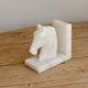 Vintage white stone marble effect bookend horse