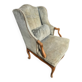 Louis XV period bergère armchair – light oak and velvet