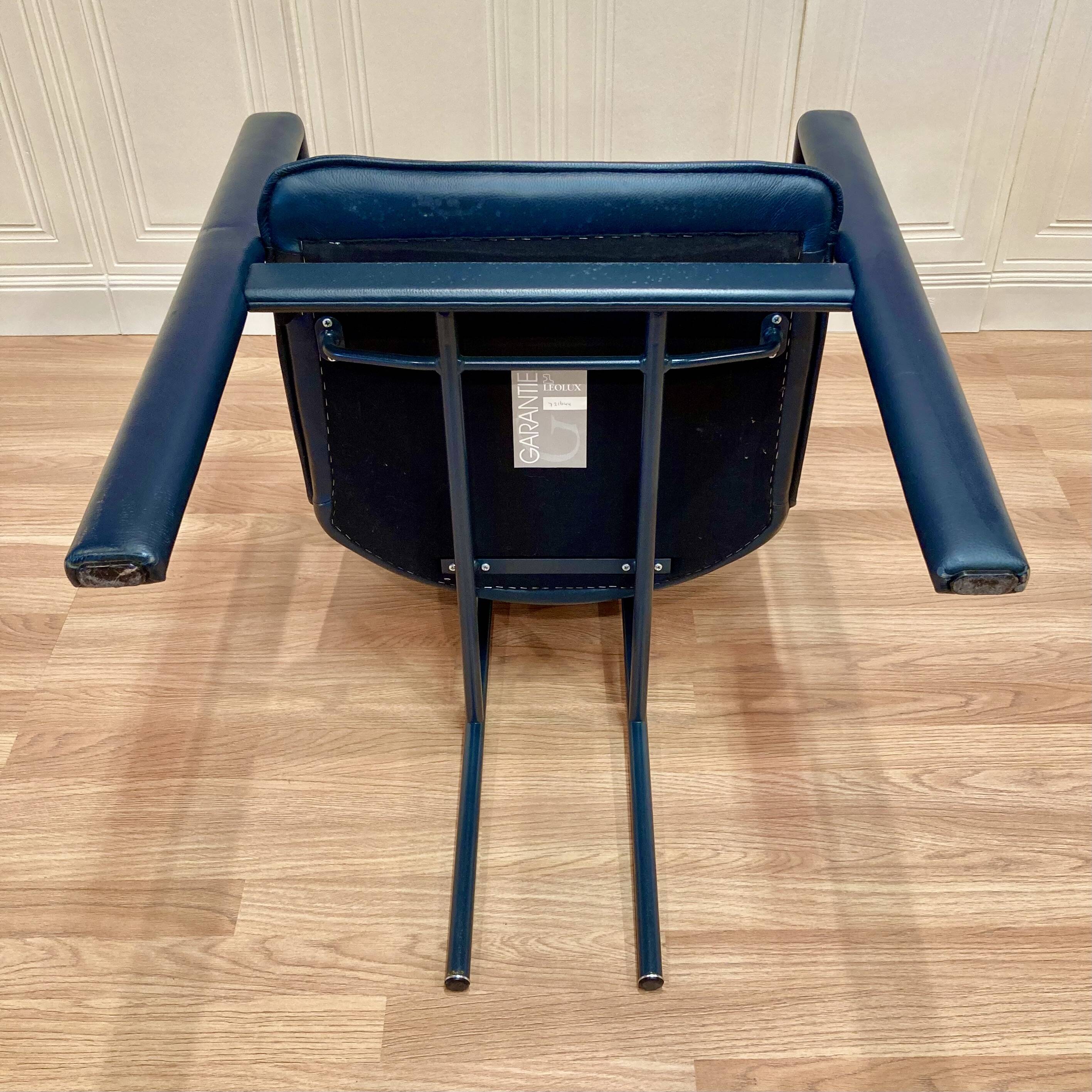 "Leolux" designer leather and metal armchair.