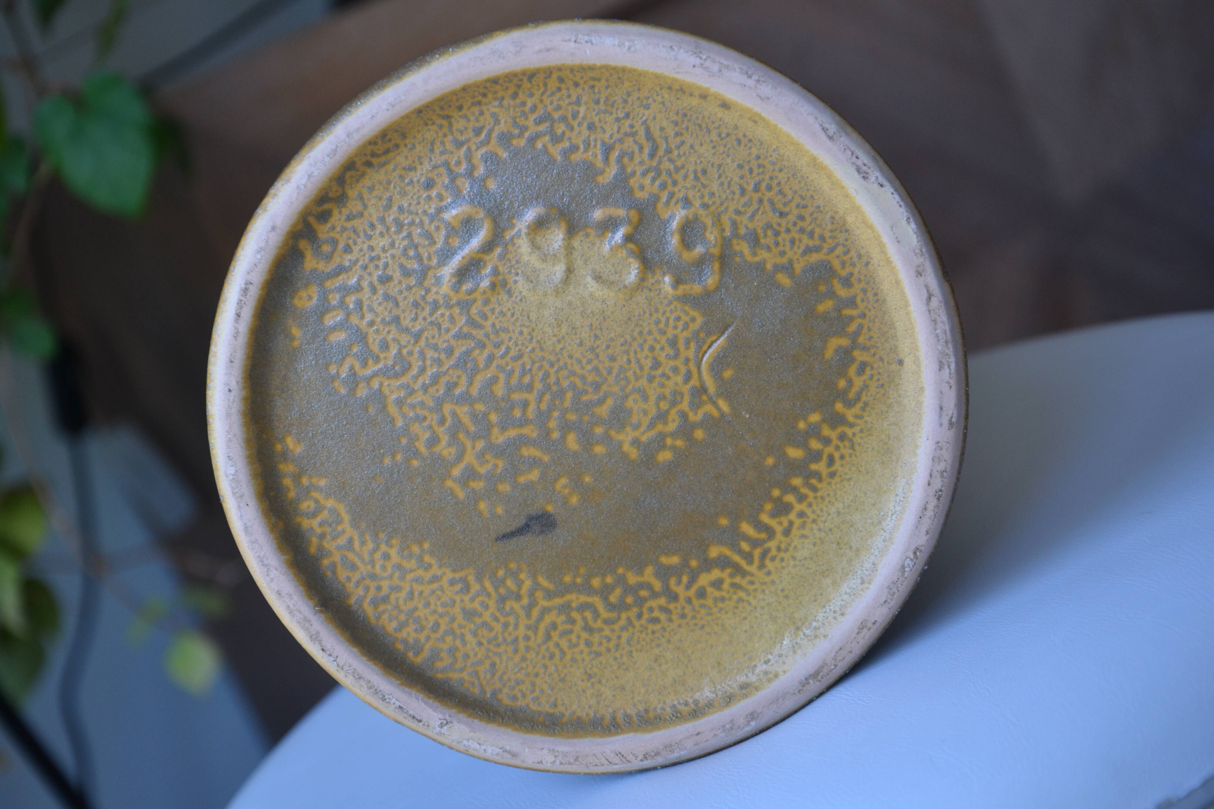 Original vintage flamed stoneware vase