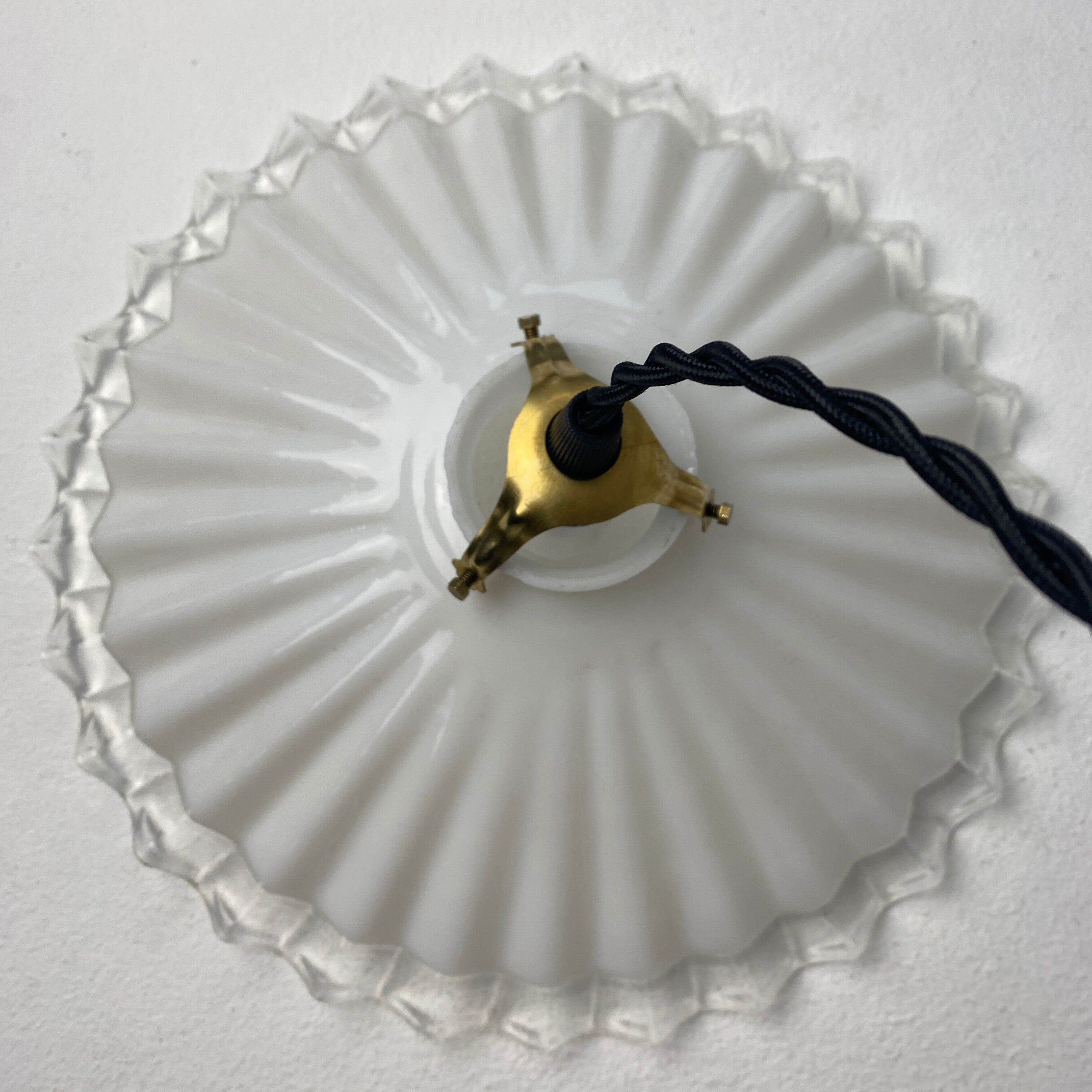 Pair of old vintage opaline pendant lamps