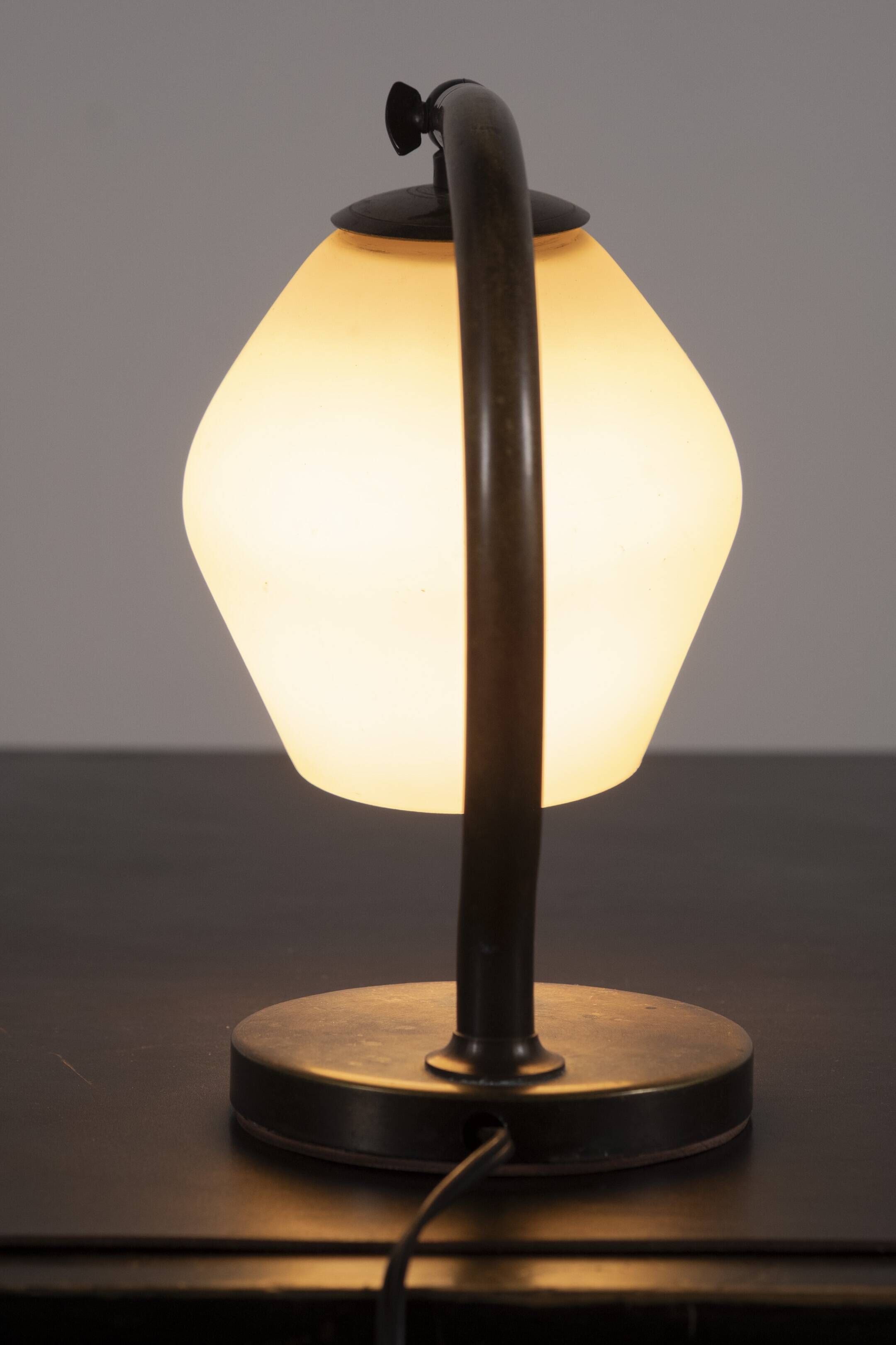 Danish Brass and Opaline Glass Desk Lamp, circa 1930s