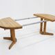Set vintage dining table and dining chairs pine wood papercord
