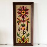 Large wool flower tapestry canvas 1970