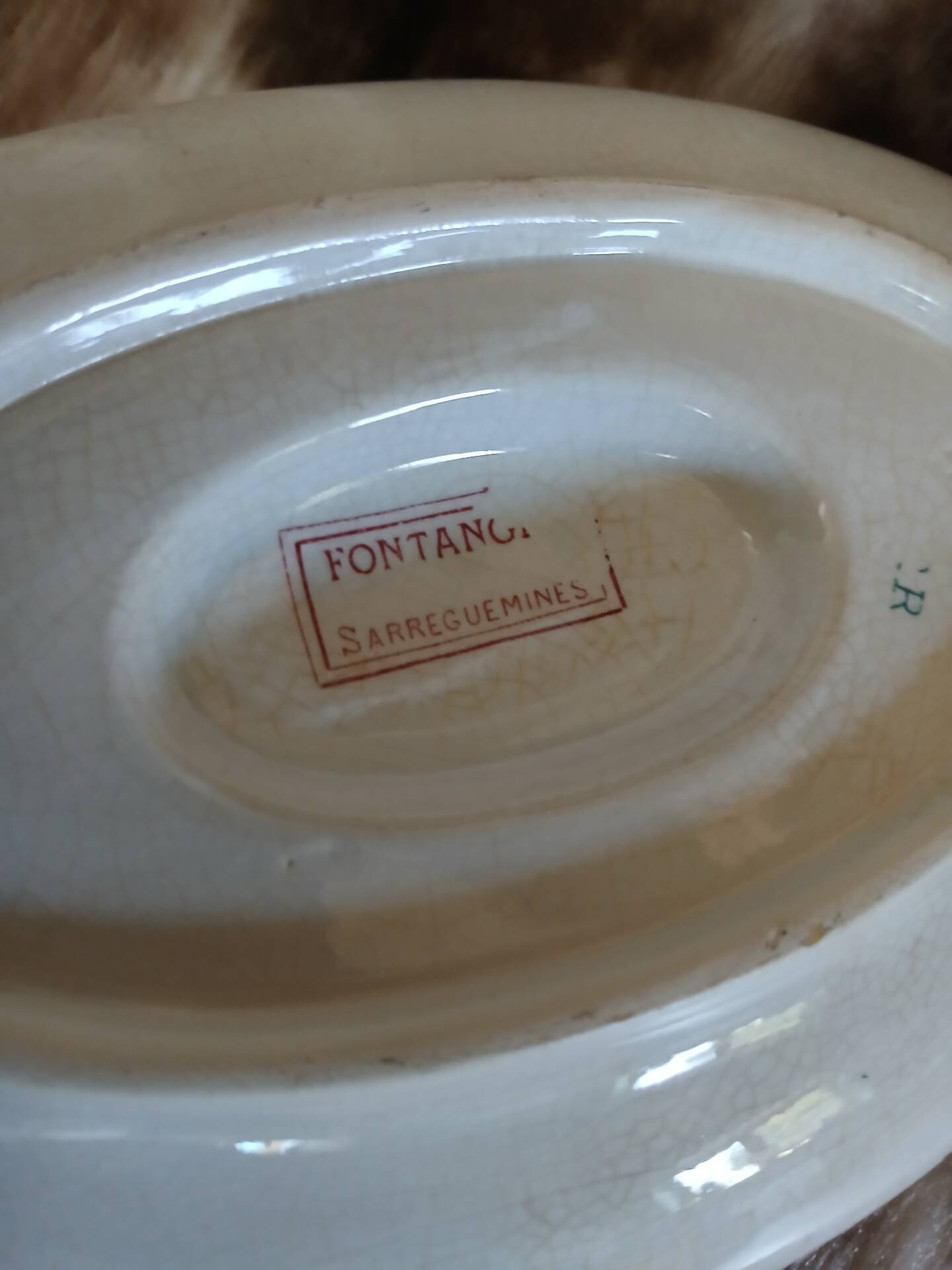 Antique sauce boat in ironstone Sarreguemines
