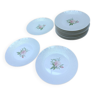 Assiettes vintage, porcelaine, roses