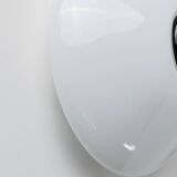 2 Vintage Murano Glass Lamps - White Opaline with Black Inset, Wall/Ceiling, 1980s Memphis Design