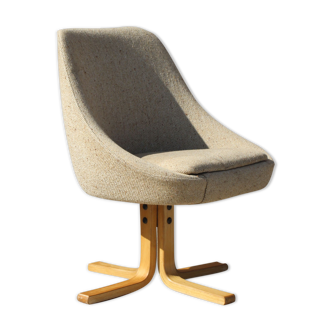 Scandinavian tulip child chair swivelling in wood - fabric, 1960s