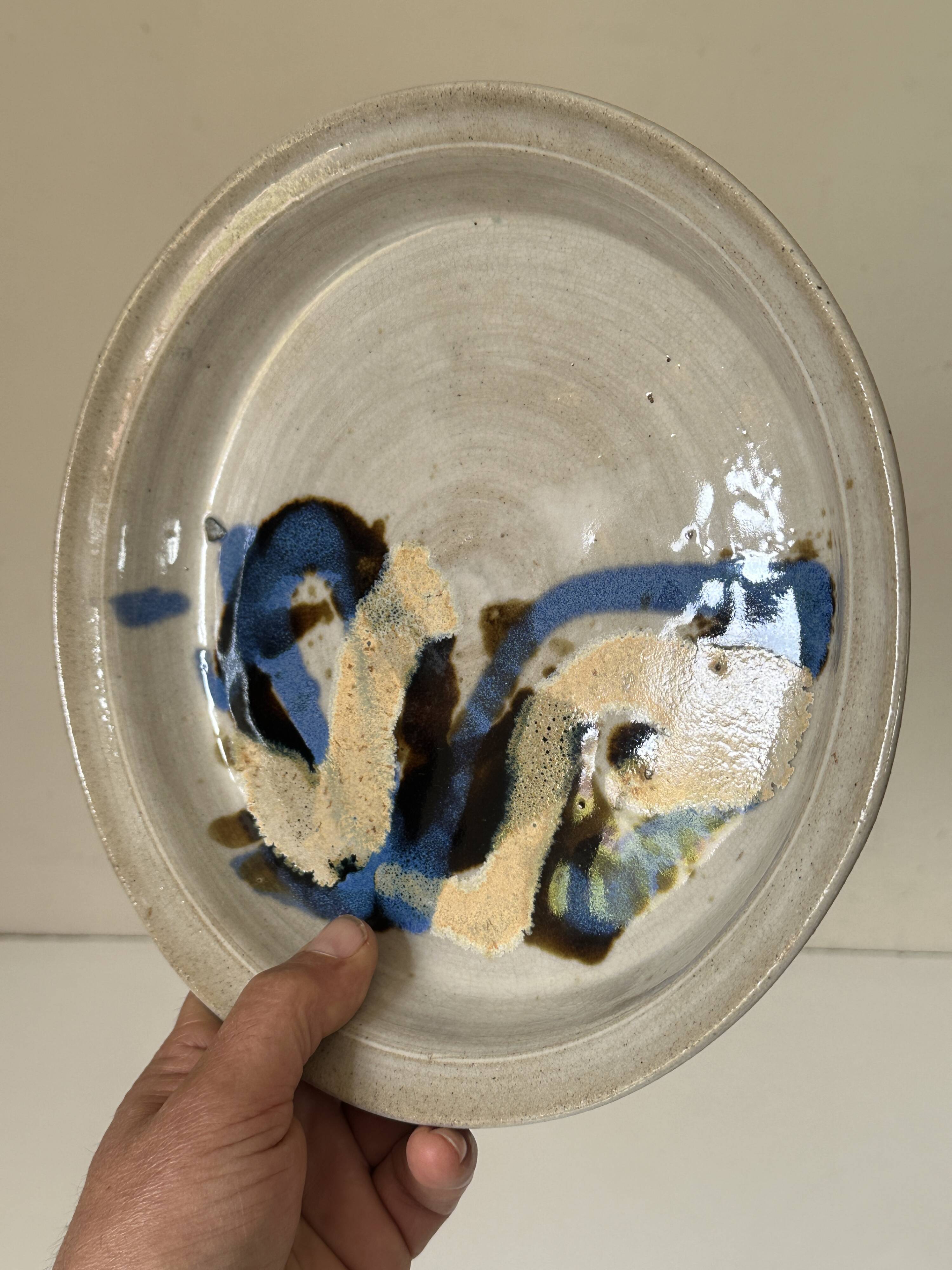 Ceramic plate signed vintage 70s