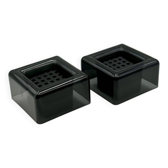 Paire de cache-pots Space Age noirs par Anna Mazzucchelli pour Vastill, Italie