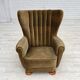 1960s, Danish highback relax armchair, green furniture velour.