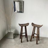 Pair of brutalist high stools
