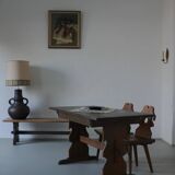 Alpine carved pine dining table set | 1950s