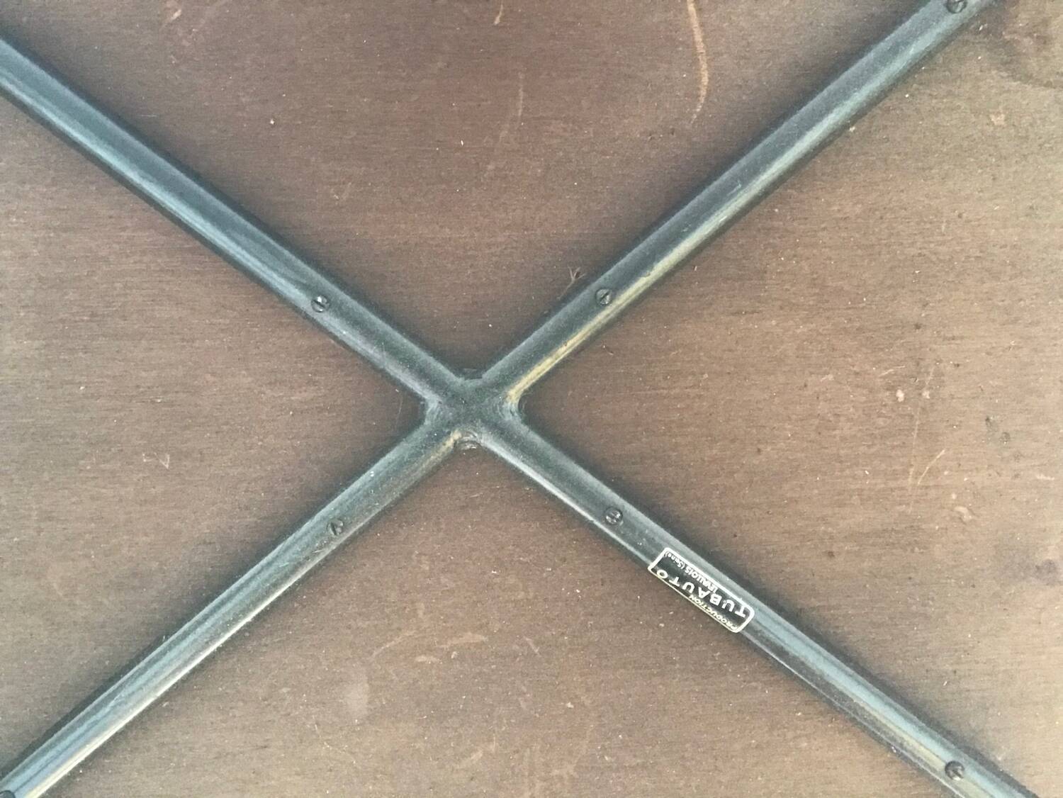 Vintage side table / serving trolley on wheels, signed Tubauto Levalloi