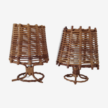 Pair of bamboo lamps