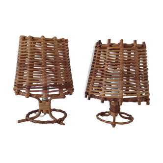 Pair of bamboo lamps
