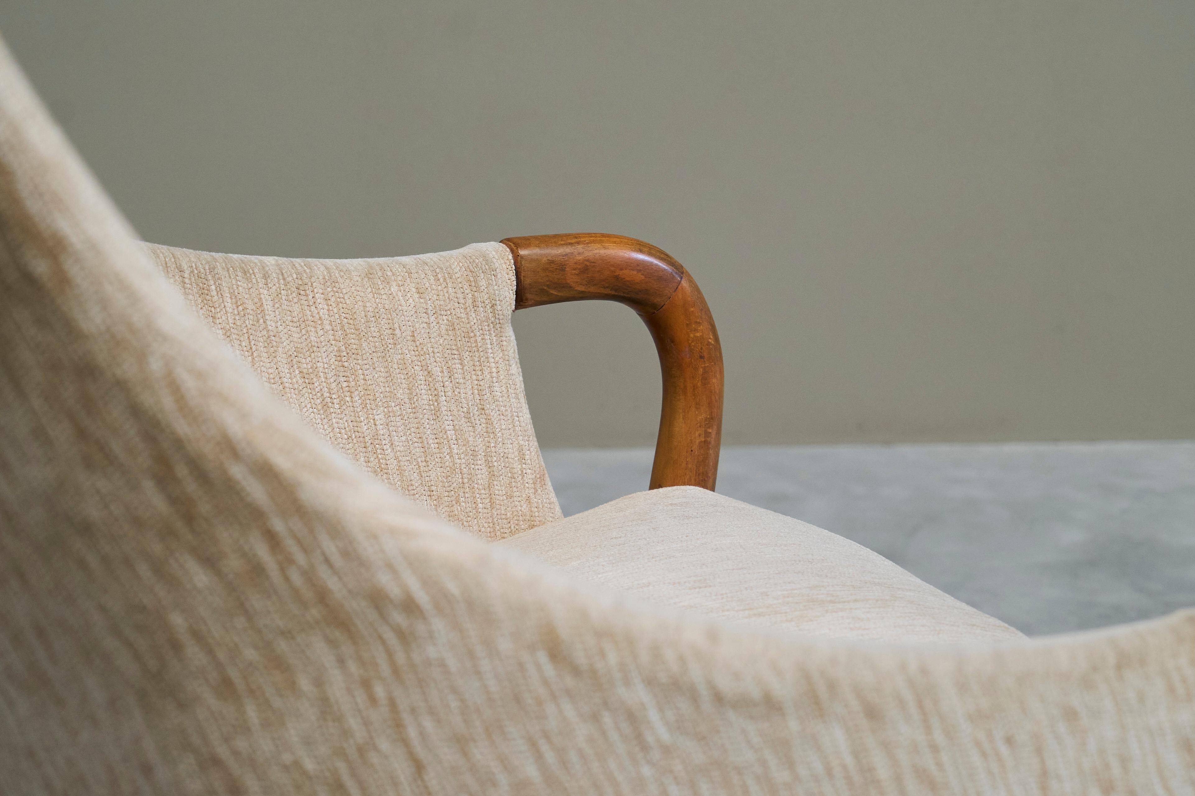 Mid-Century armchair in wool and beech, 1950s