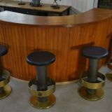 6 tabourets en acier et laiton 1980