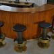 Set of 6 steel and brass stools, 1980s