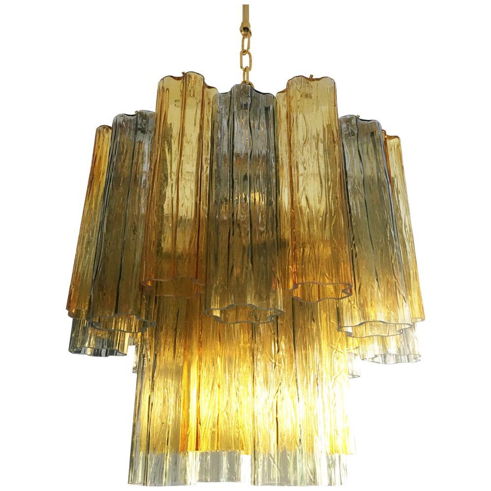 Fume’ and ambra “tronchi” murano glass chandelier d50