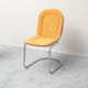 Set of 4 vintage Gastone Rinaldi chairs in chromed steel and yellow fabric, 1970s modernism