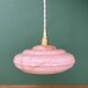 Vintage pink Clichy glass pendant lampshade with marbled effect
