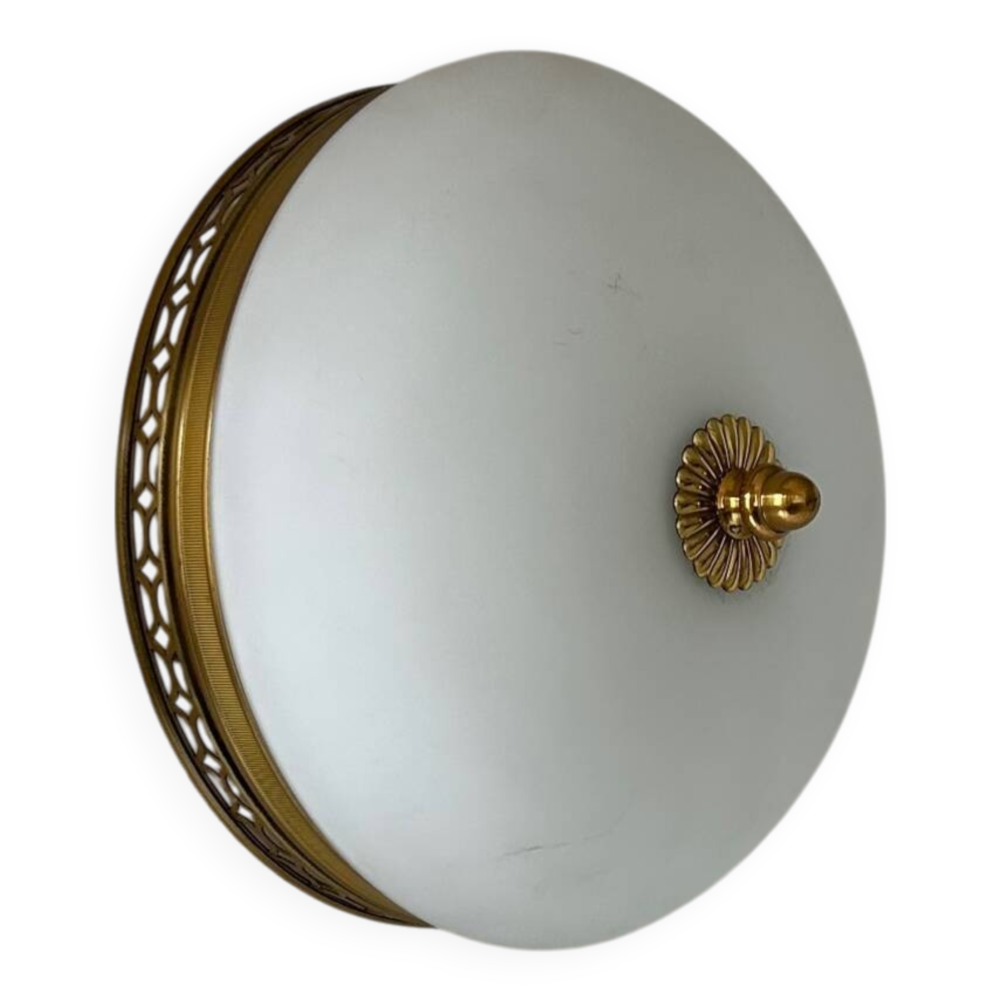 Vintage brass and opaline wall lamp, France 1970