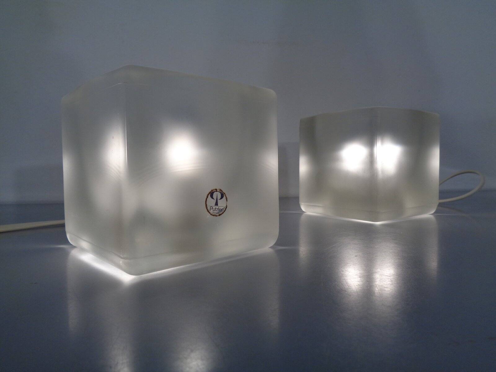 Glass Cube Lamps from Peill & Putzler, 1970s, Set of 2