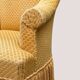 Vintage mustard yellow flocked velvet armchair