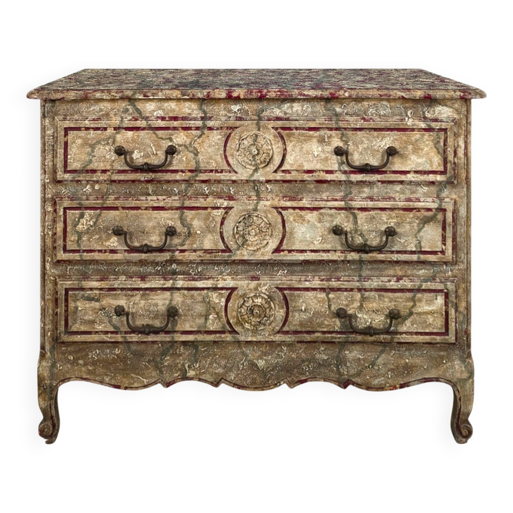 Louis XV style patinated chest of drawers