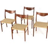 Set of 4 Arne Wahl Iversen for Glyngore papercord chairs 'Naerem'