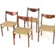 Set of 4 Arne Wahl Iversen for Glyngore papercord chairs 'Naerem'