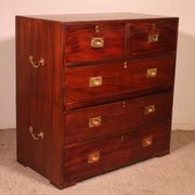 Military or Naval Chest of Drawers in Mahogany - 19th Century