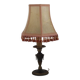 French Empire Style Green & Gold Brass Candlestick Table Lamp & Hide Shade